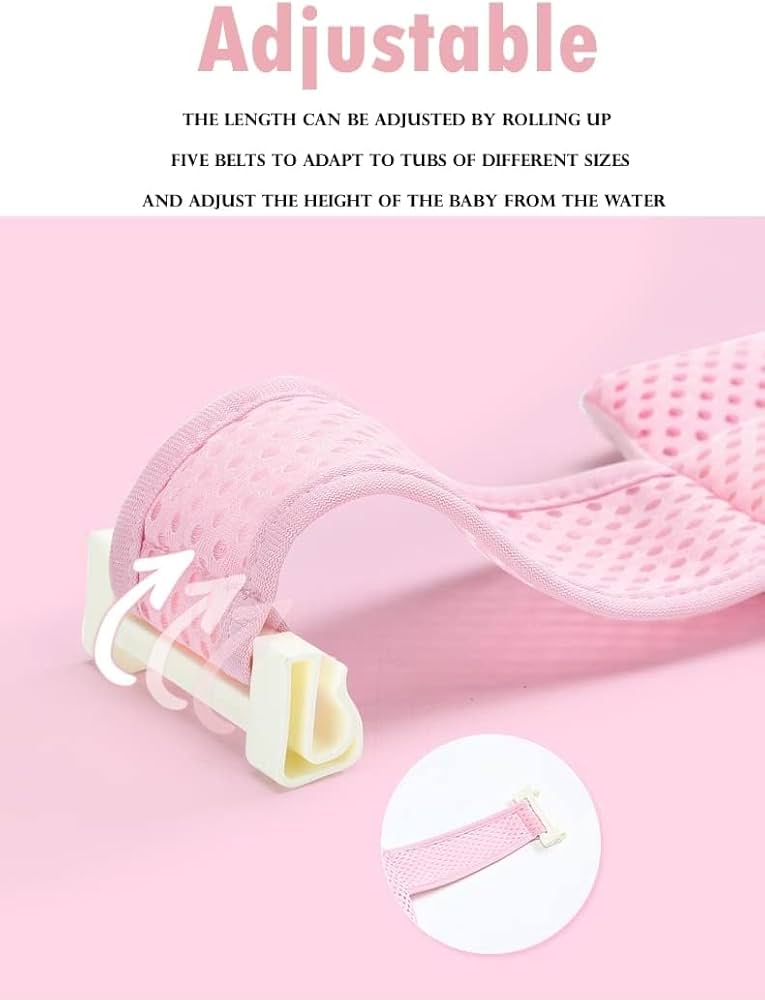 Baby bath net and pad with adjustable mesh bath insert from Problems Solved, showing a soft, cushioned baby bath mat.