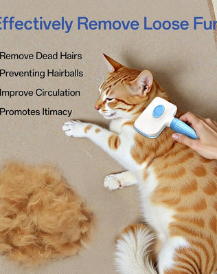 Cat Brush for Long and Short Hair Cats, Self-cleaning Dog Brush for Shedding