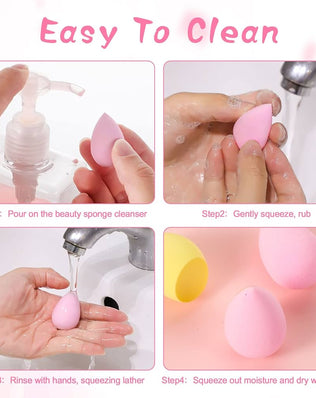 Set of 40 multicolored mini beauty blenders by Problems Solved, professional makeup sponges for blending foundation and makeup.