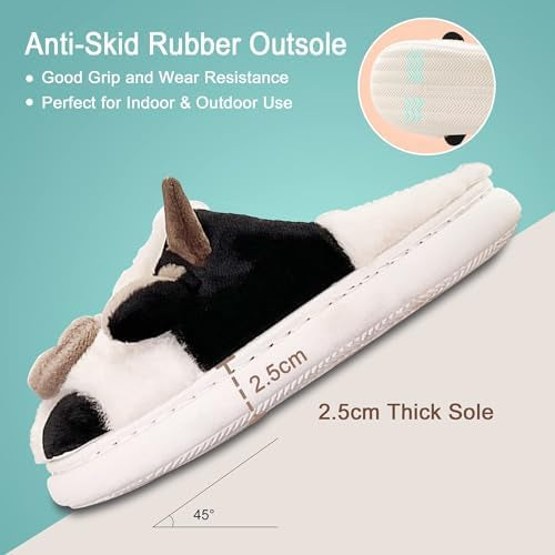 Cow Slippers Women Men Plush Mules Winter Soft Warm Comfortable Fluffy