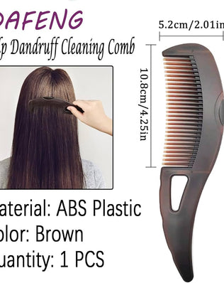 Dandruff Comb, Hollow Tooth, Detoxing, Scalp Psoriasis, Lice, Multifunctional, Brown