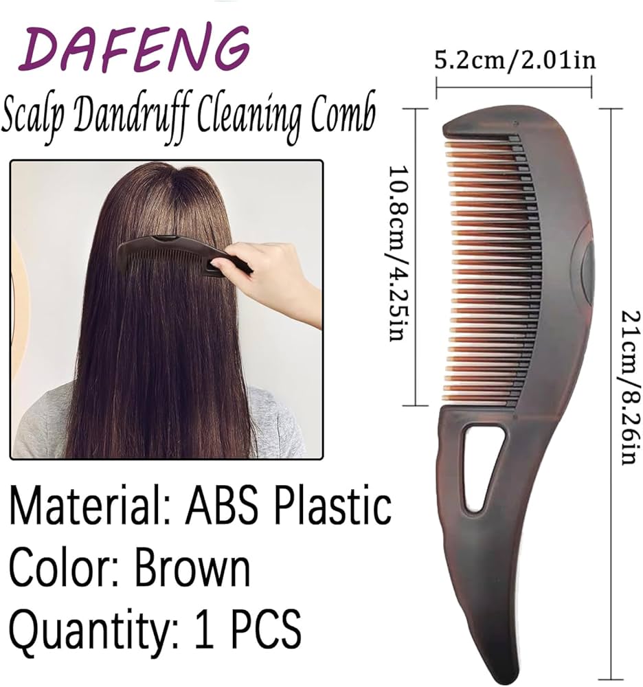 Dandruff Comb, Hollow Tooth, Detoxing, Scalp Psoriasis, Lice, Multifunctional, Brown