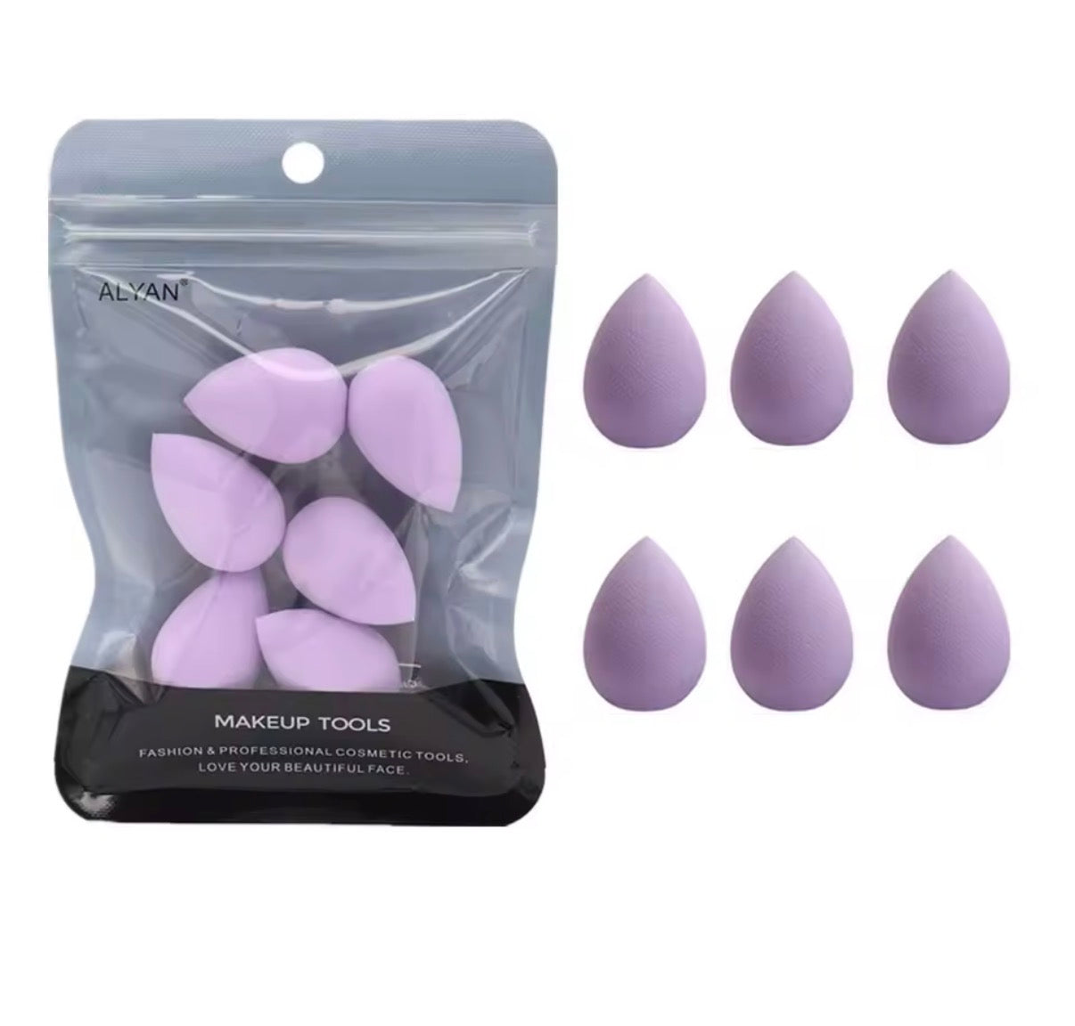 Problems Solved 6-piece mini makeup sponge set with small beauty blenders for foundation and powder application.