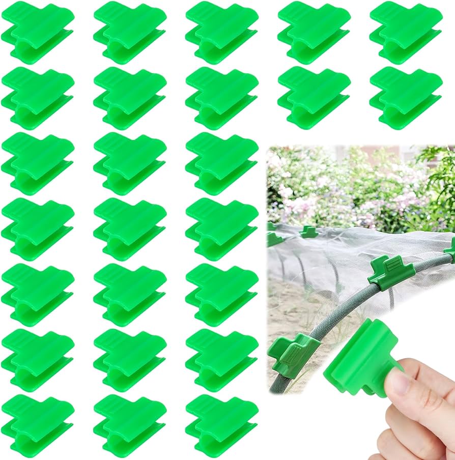 Pack of 50 Greenhouse Clamps, Diameter 11 mm Polytunnel Clip, Garden Plant Clips
