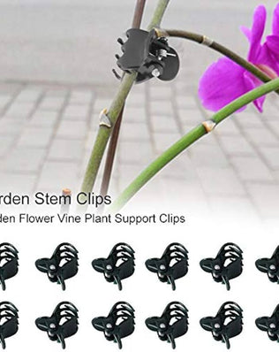 100Pcs Plant Support Clips, Garden Plastic Mini Stalks Flower Garden Tools Stem Clips