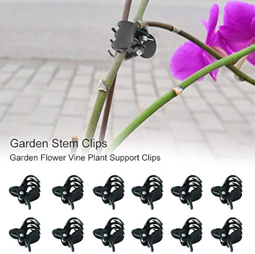 100Pcs Plant Support Clips, Garden Plastic Mini Stalks Flower Garden Tools Stem Clips