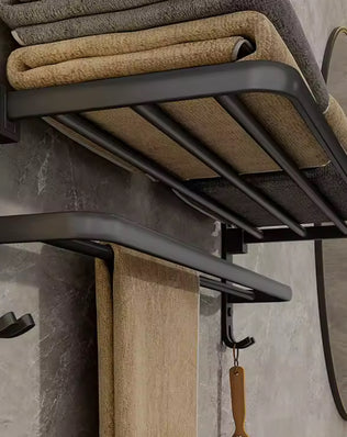 Matte Black 50CM Folding Holder With Hook Towel Holder adhesive - Problems Solved