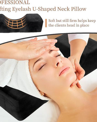 Eyelash Extension Velvet Lash Pillow Beauty Salon Memory Foam Neck Pillow (Black)