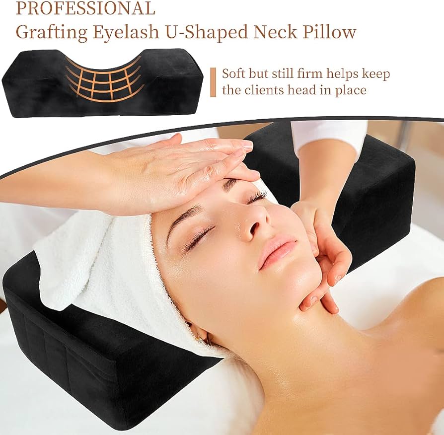 Eyelash Extension Velvet Lash Pillow Beauty Salon Memory Foam Neck Pillow (Black)