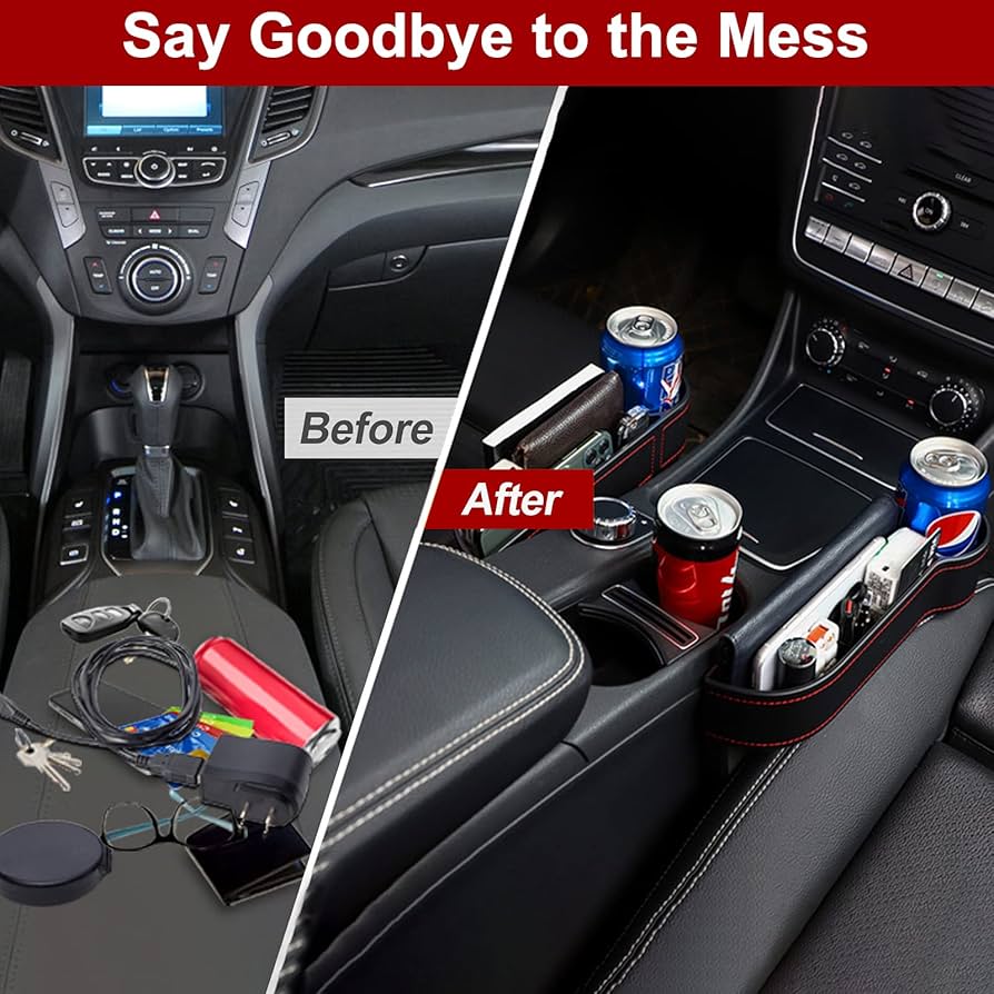 2 Pack Car Seat Gap Filler
Organizer, Automotive Front Seat Storage with Cup Holder