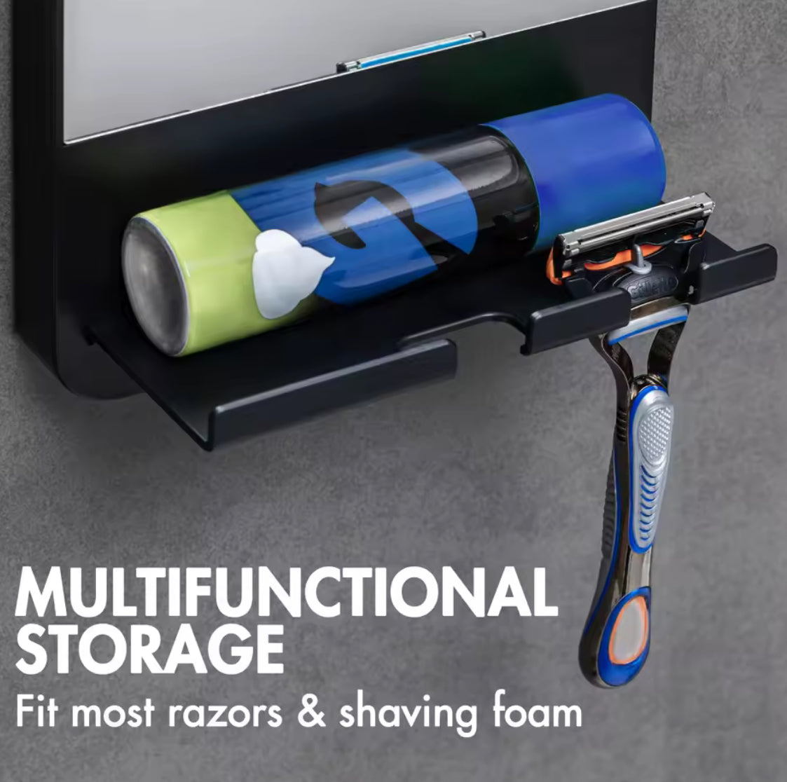 Shower Shaving Mirror with Storage Tray, with Razor Holder, Suction Cup Removable - Problems Solved
