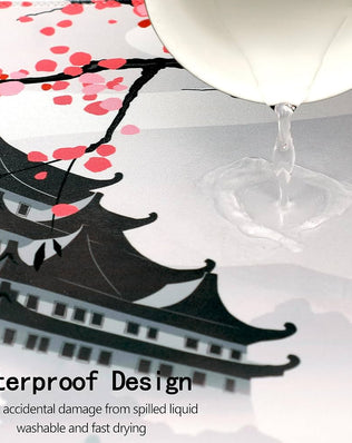 Problems Solved XXL gaming laptop mouse pad with Japanese cherry blossom design, white game pad for smooth mouse movement.