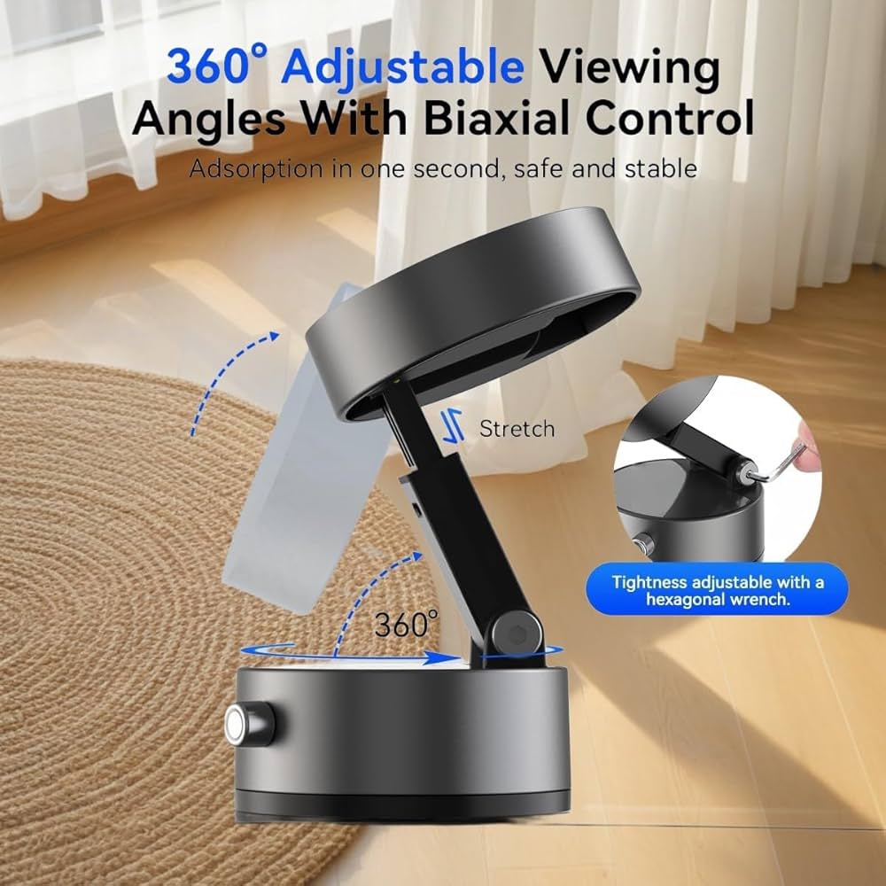 Problems Solved vacuum magnetic suction phone holder with 360° rotatable mount and strong suction cup for car or desk.