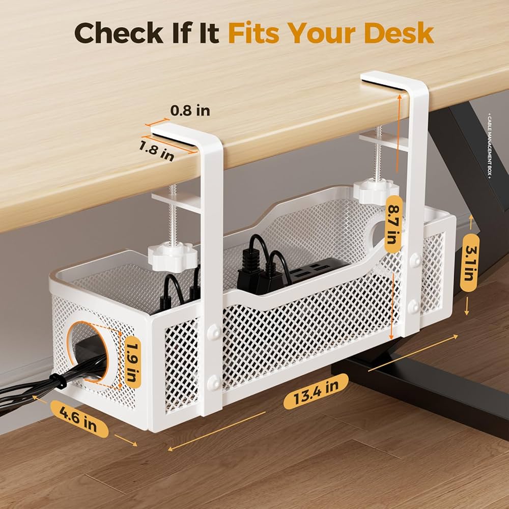 Under Desk Cable Management Tray White, Cinati Cable Management Under Desk
