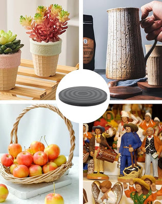 Two heavy-duty Problems Solved 360° rotating swivel stands turntables with durable construction and smooth spinning action.