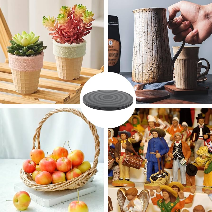 Two heavy-duty Problems Solved 360° rotating swivel stands turntables with durable construction and smooth spinning action.