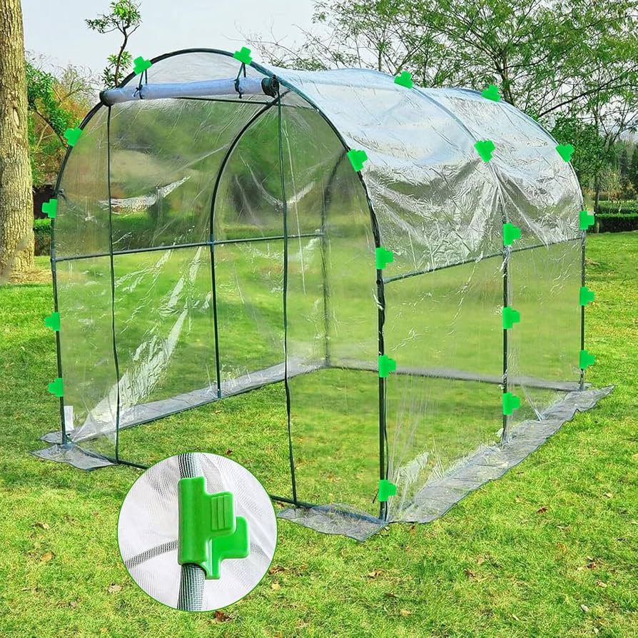 Pack of 50 Greenhouse Clamps, Diameter 11 mm Polytunnel Clip, Garden Plant Clips