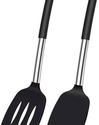 Pack of 2 Silicone Spatula Turner, Non Stick Slotted Kitchen Spatulas