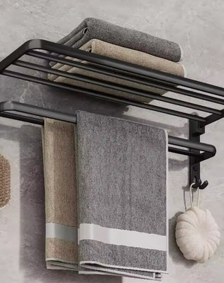 Matte Black 50CM Folding Holder With Hook Towel Holder adhesive - Problems Solved