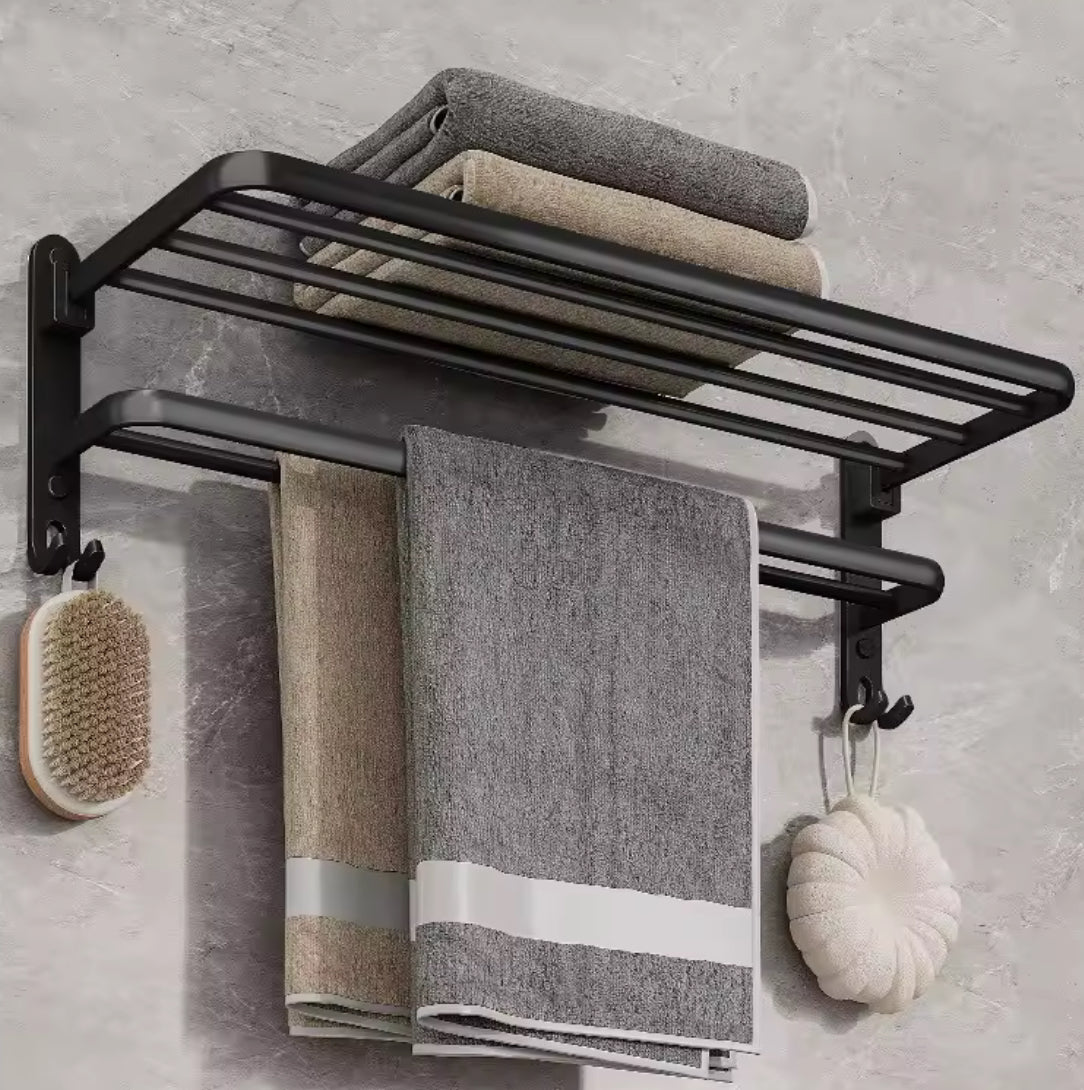 Matte Black 50CM Folding Holder With Hook Towel Holder adhesive - Problems Solved