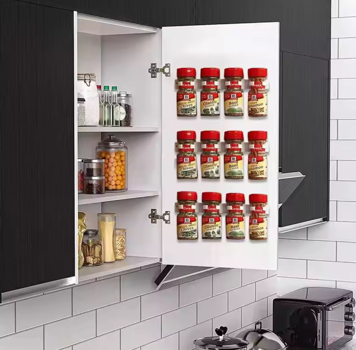 2pcs Grey Plastic Kitchen Jar Rack Wall-Mounted Adhesive - Problems Solved