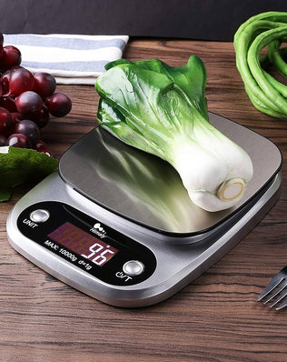 Problems Solved digital kitchen weighing scale showing a 22lb capacity, multifunction electronic food and baking scale with digital display
