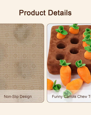 Interactive Dog Toys, Carrot Snuffle Mat for Dogs Plush Puzzle Toys 2 in 1 Non-Slip