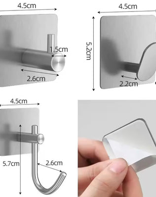 4PCS Stainless Steel Bathroom Robe Hooks Adhesive Wall Hook - Problems Solved
