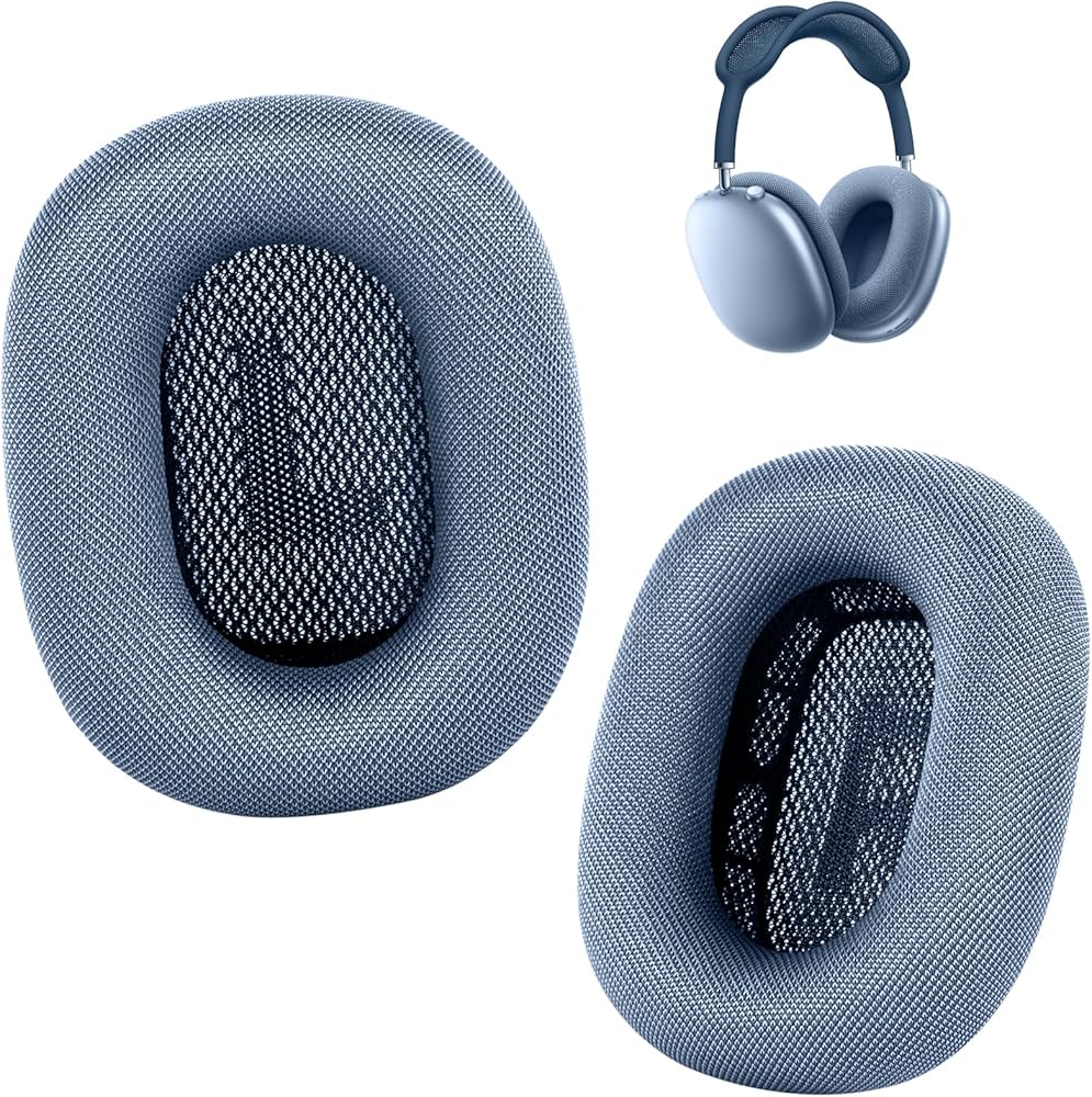 Problems Solved mesh ear cushions for AirPods Max headphones, showing upgraded replacement earpads with soft mesh material.