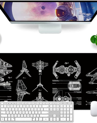 Problems Solved black gaming mouse mat, large desk pad with dimensions 31.5x11.8 inches, smooth surface for gaming and work.