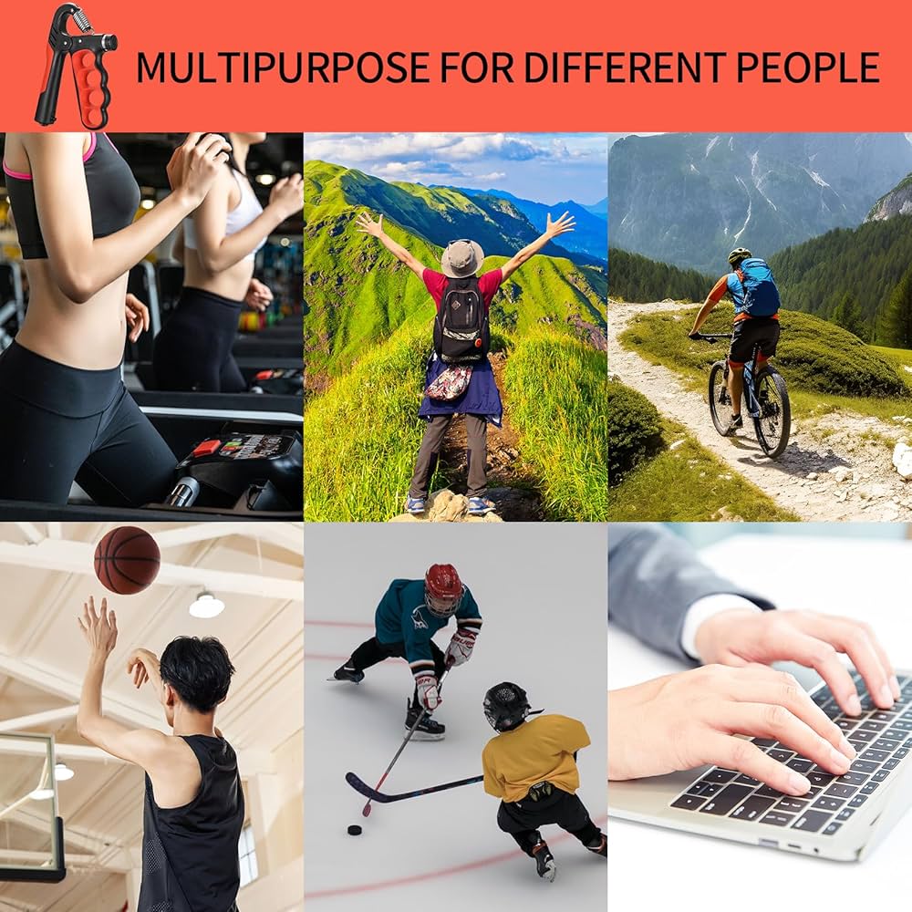 Problems Solved adjustable grip strengthener with hand gripper, 5-100 kg resistance for improving hand and forearm strength.