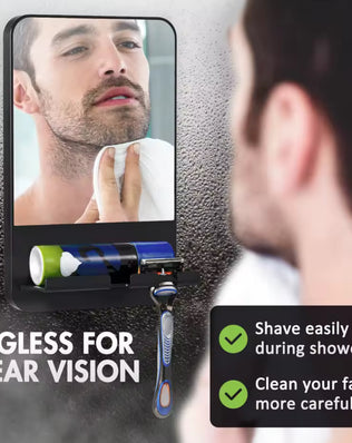 Shower Shaving Mirror with Storage Tray, with Razor Holder, Suction Cup Removable - Problems Solved