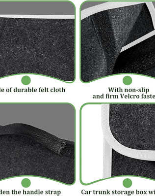 Car Boot Organiser Bag, Foldable Car Boot Organiser Storage, Anti Slip Felt Trunk