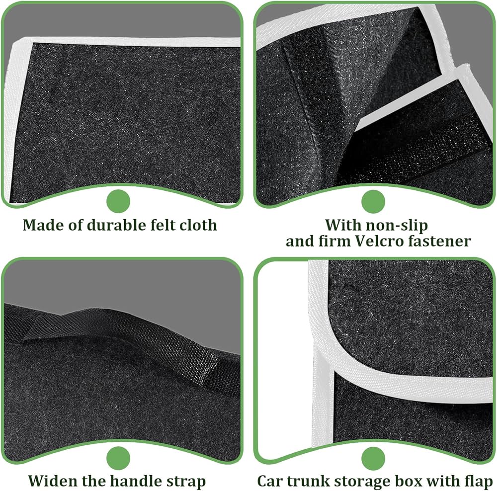 Car Boot Organiser Bag, Foldable Car Boot Organiser Storage, Anti Slip Felt Trunk