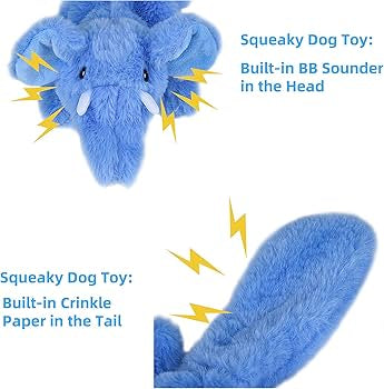Interactive Dog Toy - No Stuffing Elephant Squeaky Chew Toy for Boredom