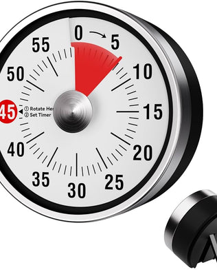 Problems Solved Visual Kitchen Timer, 60-minute mechanical timer for home cooking, baking, and oven use with clear dial display.