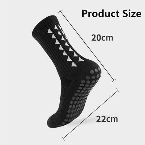 Three pairs of Problems Solved men's non-slip football grip socks with textured soles and ankle cuffs, designed for secure footing during play.
