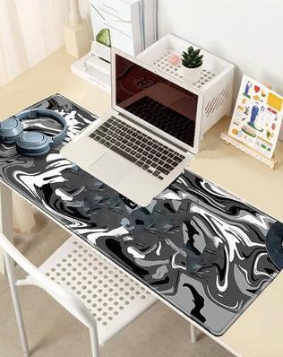 Problems Solved large mouse mat desk pad with stitched edges, 70x30cm size, non-slip rubber base, suitable for computer work.