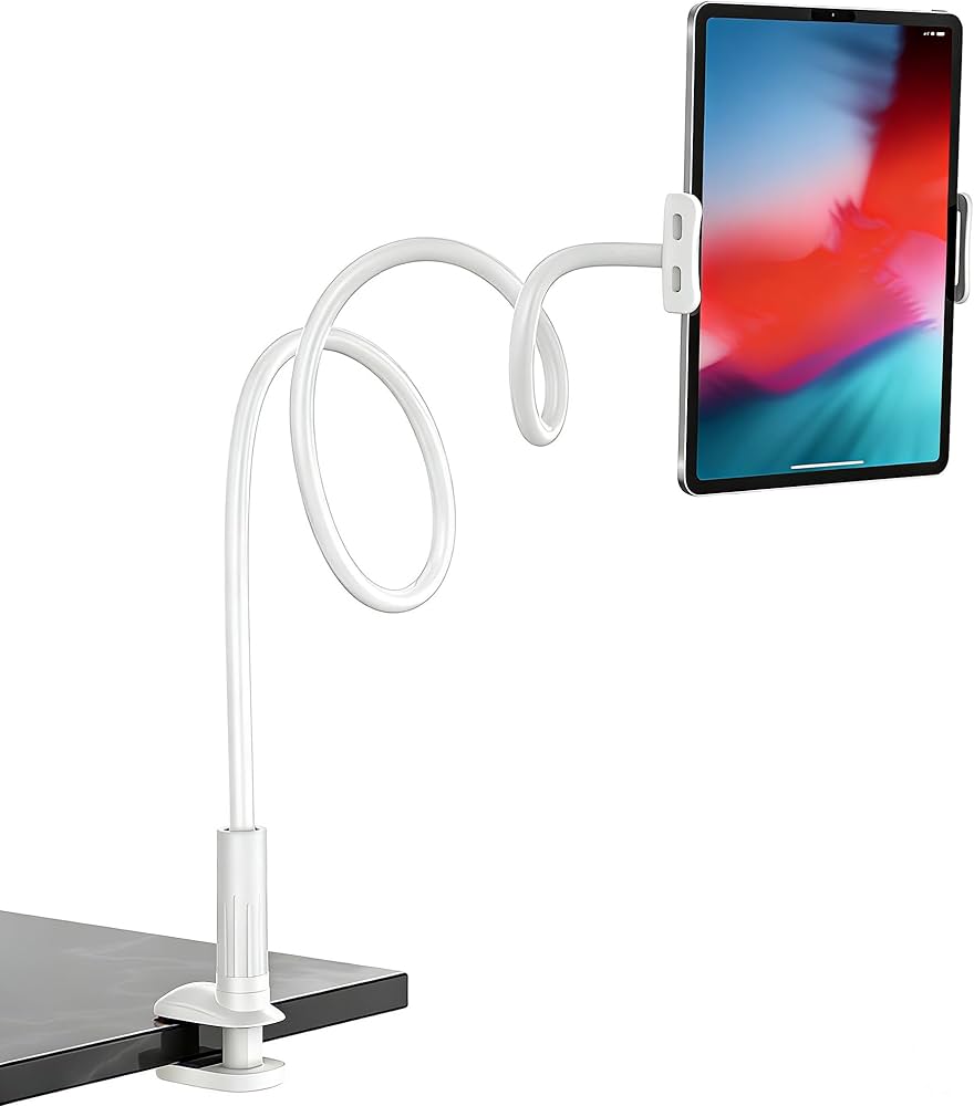 Problems Solved flexible tablet holder with 360-degree adjustable lazy arm, suitable for phones and tablets.
