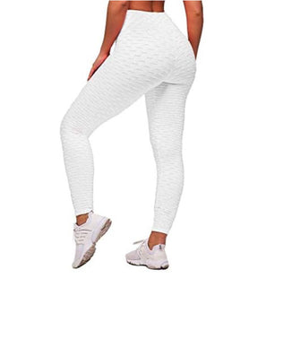 Women's honeycomb waffle leggings by Problems Solved featuring ruched detailing, high waist, and a chic sport style.