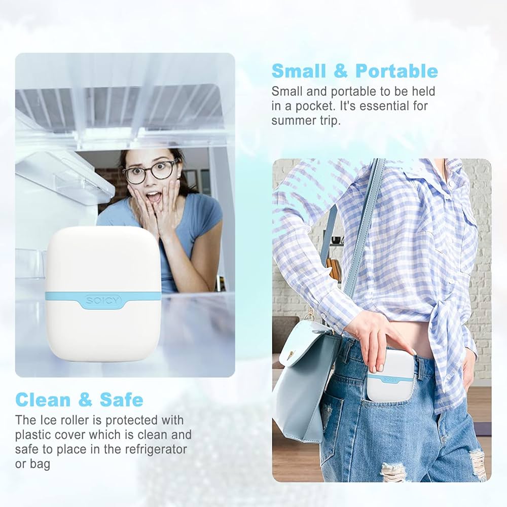 Ice Roller for Face and Eyes - 2 Roller Facial Skin Care Tools Cold Face Ice Roller Massager