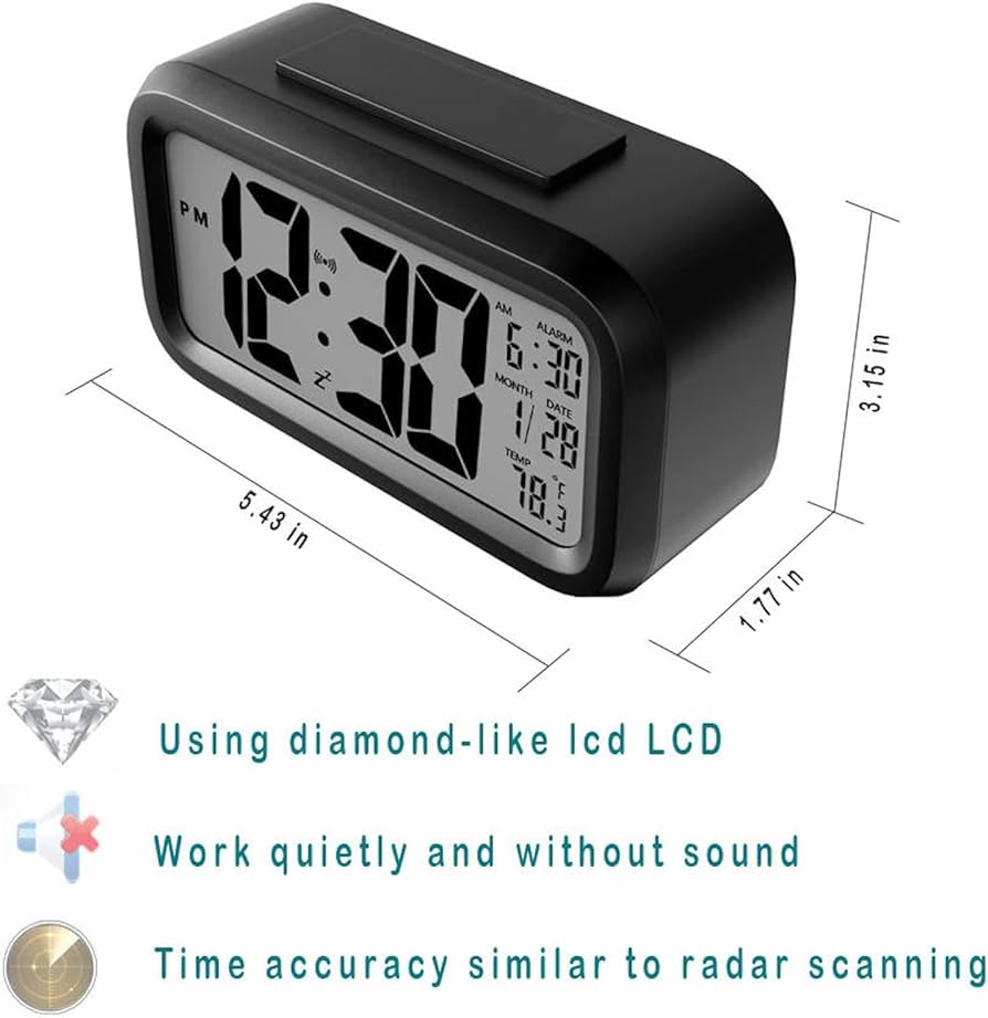 Digital Alarm Clock LED Display with Temperature Big LCD Digit Display