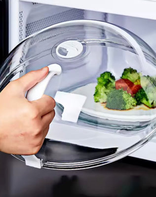 Problems Solved microwave food splash proof cover for household oven heating, plastic shield preventing splatters during cooking.