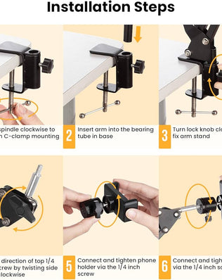 Problems Solved overhead tripod portable electronic mount with articulating arm for phone holder and video recording.