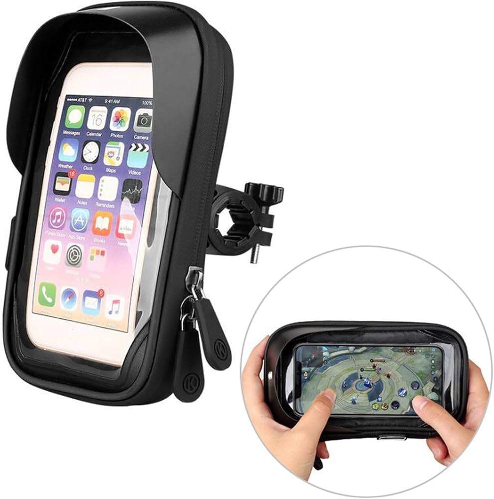 Problems Solved Flintronic waterproof bicycle phone holder with 360° rotation, securely holding a smartphone during cycling.