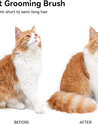 Cat Brush with Release Button, Cat Grooming Brush for Long or Semi-Short Haired Cats