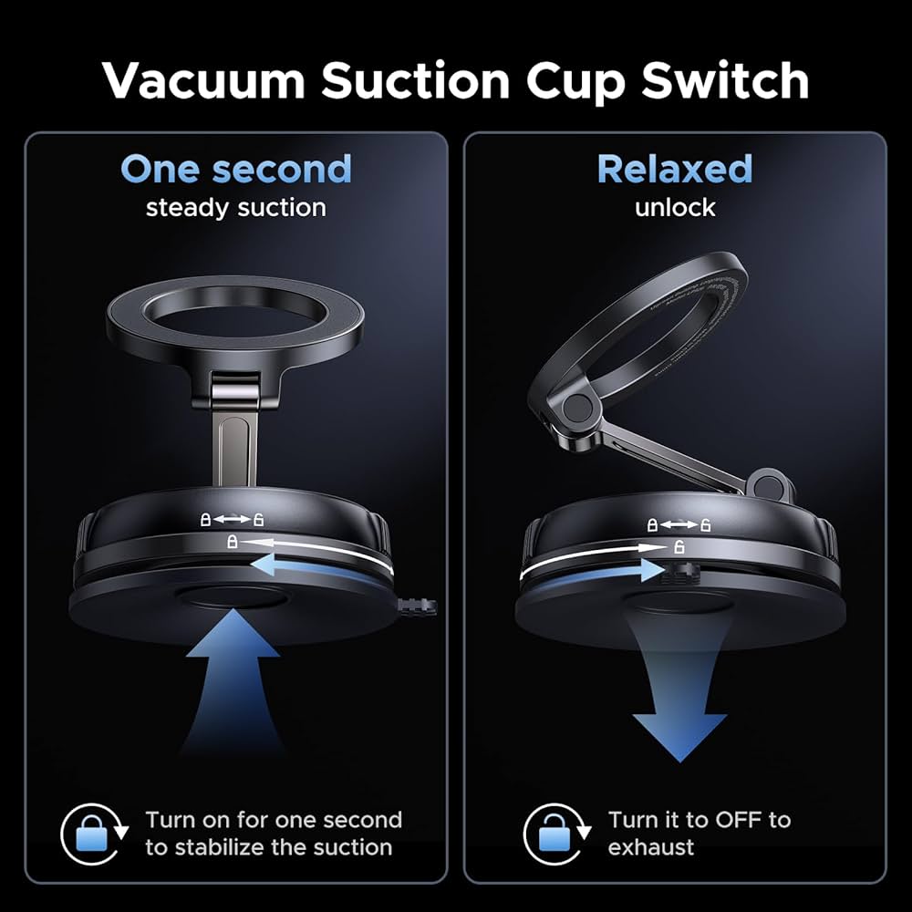 Problems Solved UGREEN MagSafe Car Mount with suction cup and 360° rotation, magnetic phone holder for secure car dashboard use.