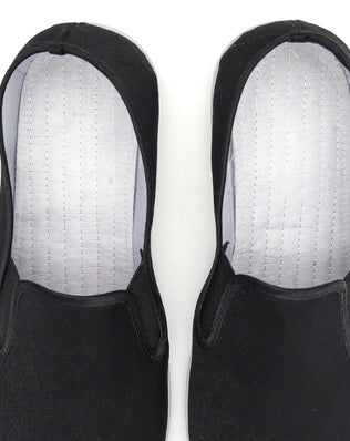 Black Chinese style Kung Fu martial arts Tai Chi shoes with rubber soles, unisex design, comfy slip-on slippers by Problems Solved.