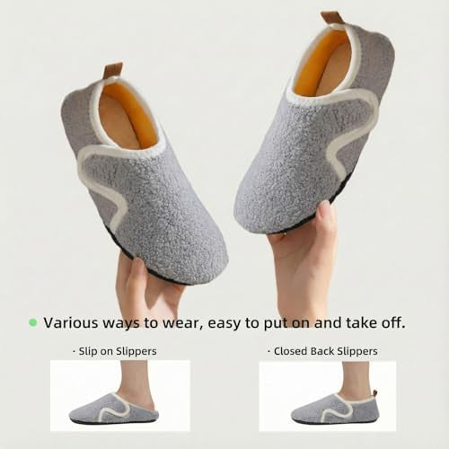 Solshine Women's Plush Closed Slippers Warm Non-Slip Slippers, gray, 40/41 EU