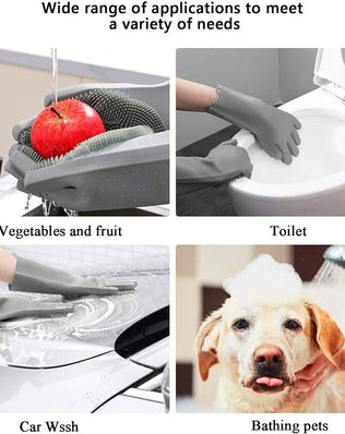 Pet Grooming Gloves, Gentle Dog Bathing Scrubber Gloves, Silicone Hair Removal Gloves